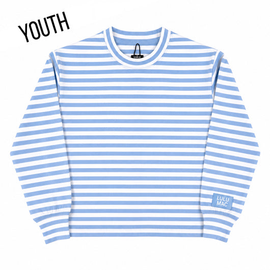 KD-MC-STRIPE MONO-TAG PATCH YOUTH LONG SLEEVE TOP-LIGHT BLUE