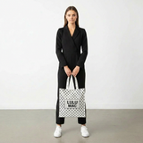 LM-BG-1004 REUSABLE TOTE-WHITE BLACK DOTS