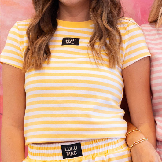 LM-STRIPE BABY DOLL TOP SS-YELLOW