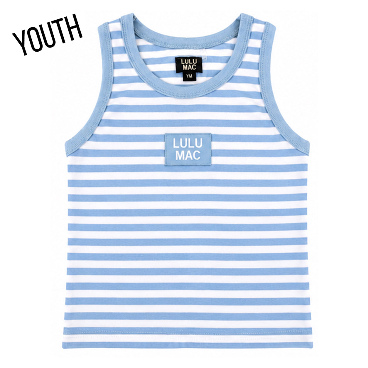KD-MC-STRIPE MONO-TAG PATCH YOUTH TANK-LIGHT BLUE