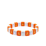 BR-RS-1002 Orange/White Rhinestone Bracelet
