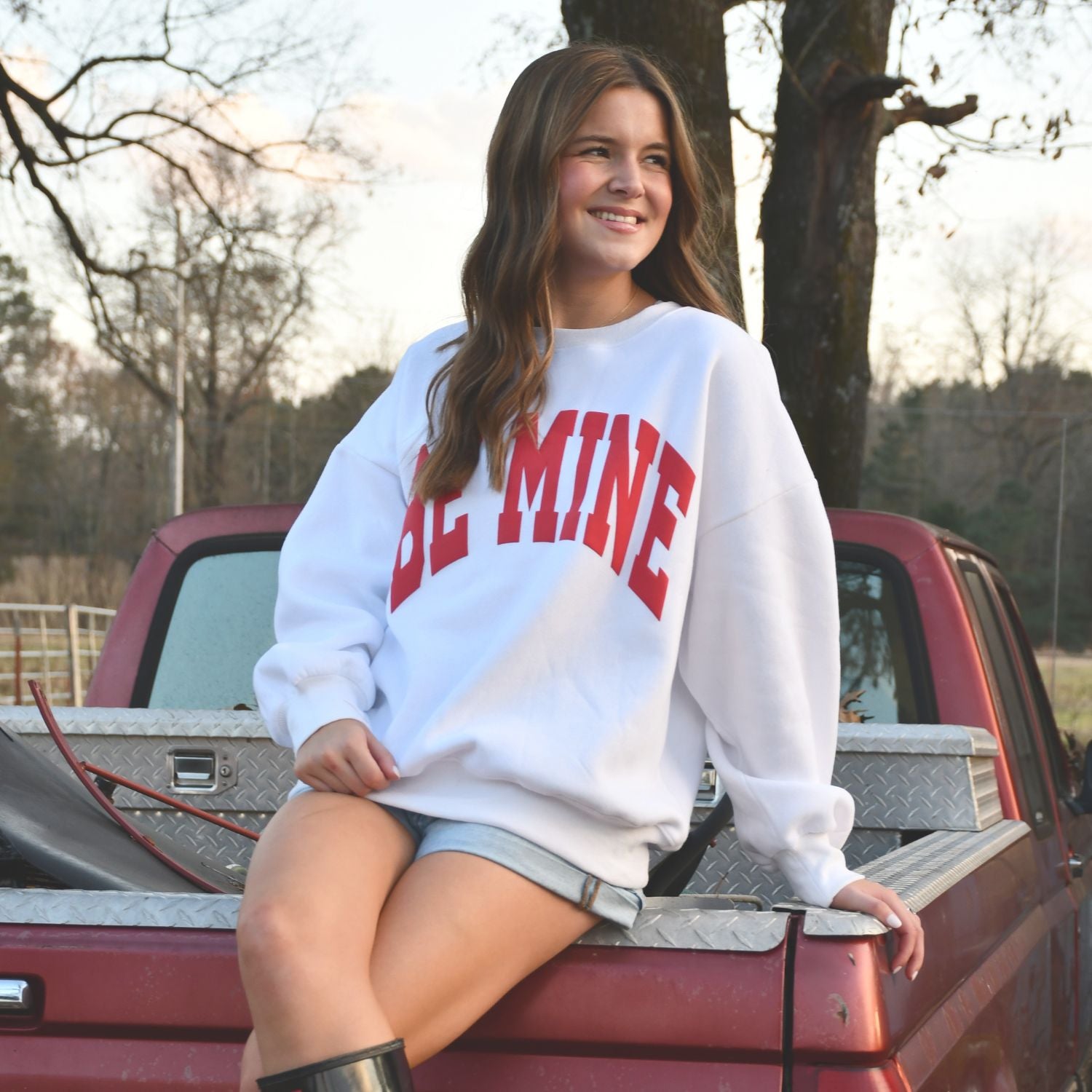 Lulu Mac Sweatshirt BE MINE White/Red - Puff