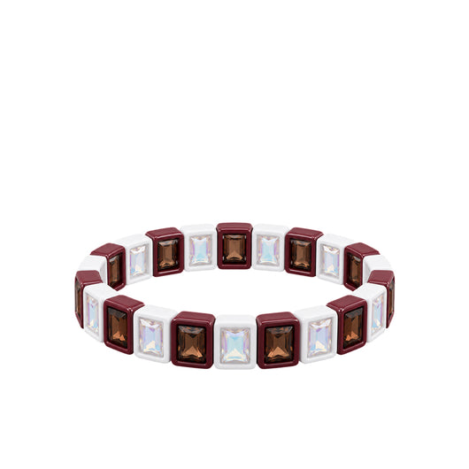BR-RS-1002 Maroon/White Rhinestone Bracelet