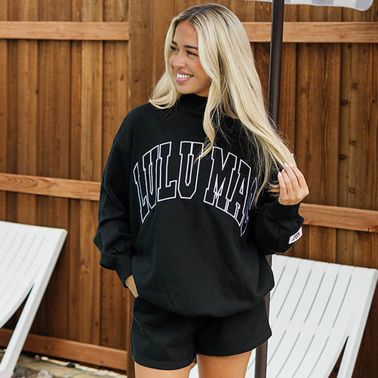 LM-TP-1002 STITCH MOCKNECK TERRY CLOTH TOP-BLACK