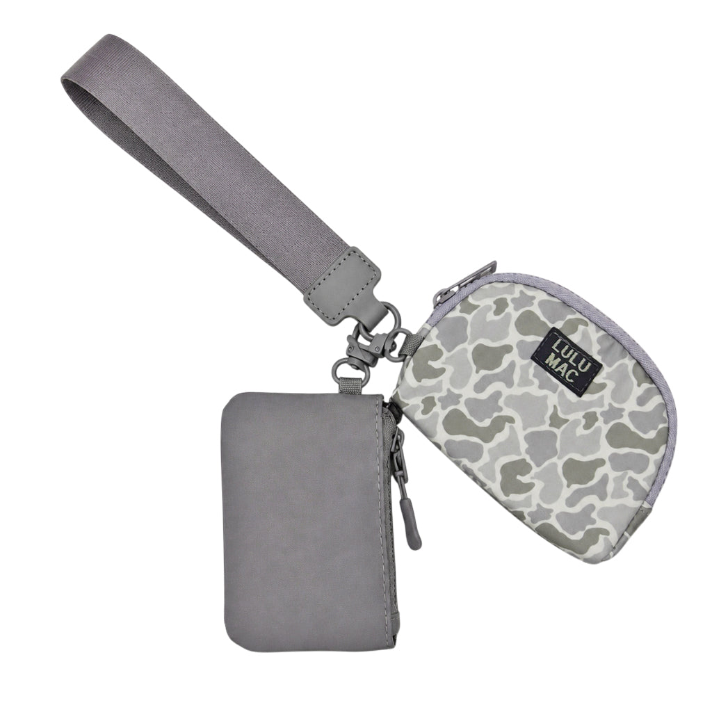 DP-8162 Grey/White Camo Lulu Mac Double Pouch Wristlets