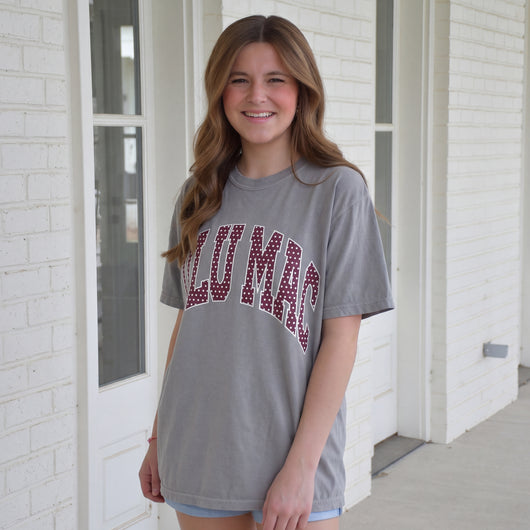 LM-TS-1007 Team Maroon/White Polka Dot Adult Granite Comfort Colors Tee