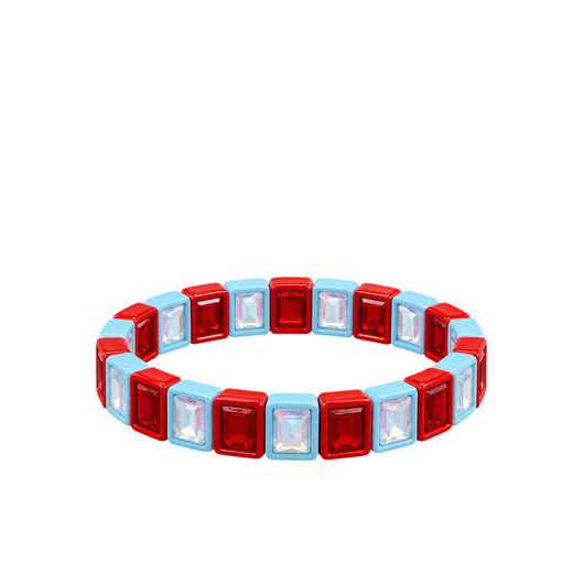 BR-RS-1002 Light Blue/Red Rhinestone Bracelet