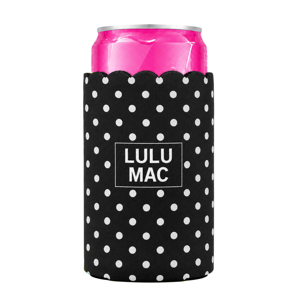 LM-SKZ-1005 Slim Can Koozie Black/White Dot