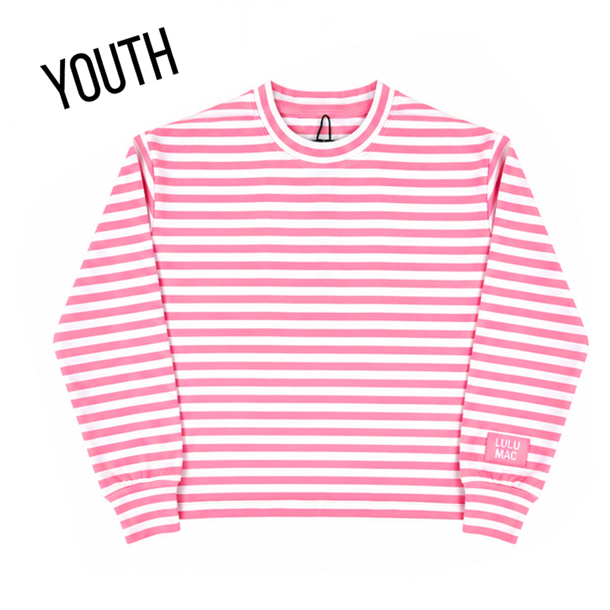 KD-MC-STRIPE MONO-TAG PATCH YOUTH LONG SLEEVE TOP-NEON PINK