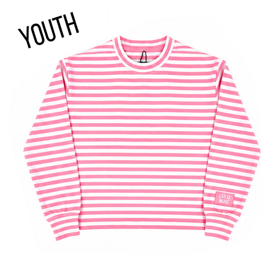 KD-MC-STRIPE MONO-TAG PATCH YOUTH LONG SLEEVE TOP-NEON PINK