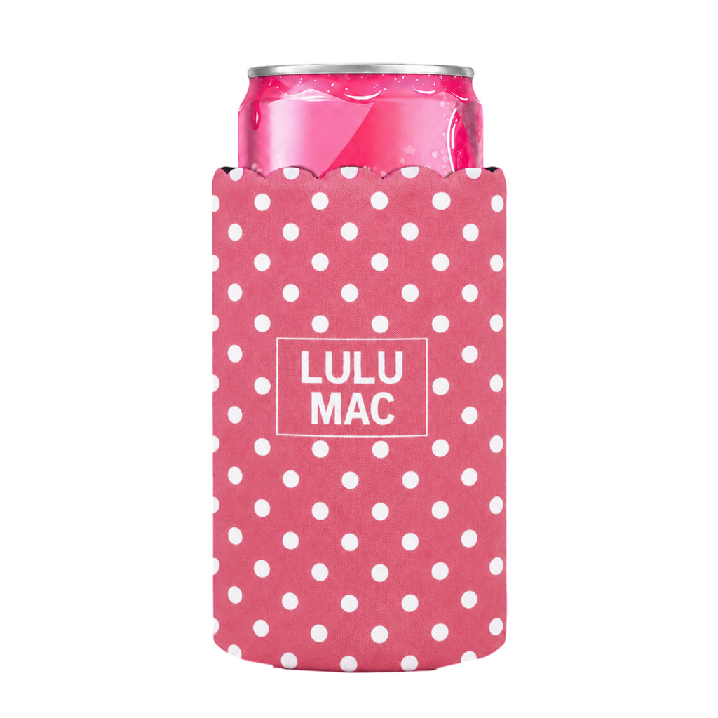 LM-SKZ-1005 Slim Can Koozie Hot Pink/White Dot