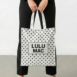 LM-BG-1004 REUSABLE TOTE-WHITE BLACK DOTS