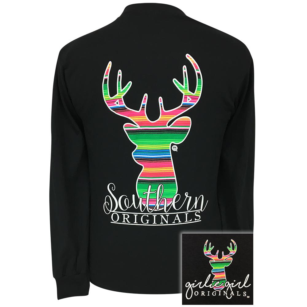 Serape Deer Black Long Sleeve