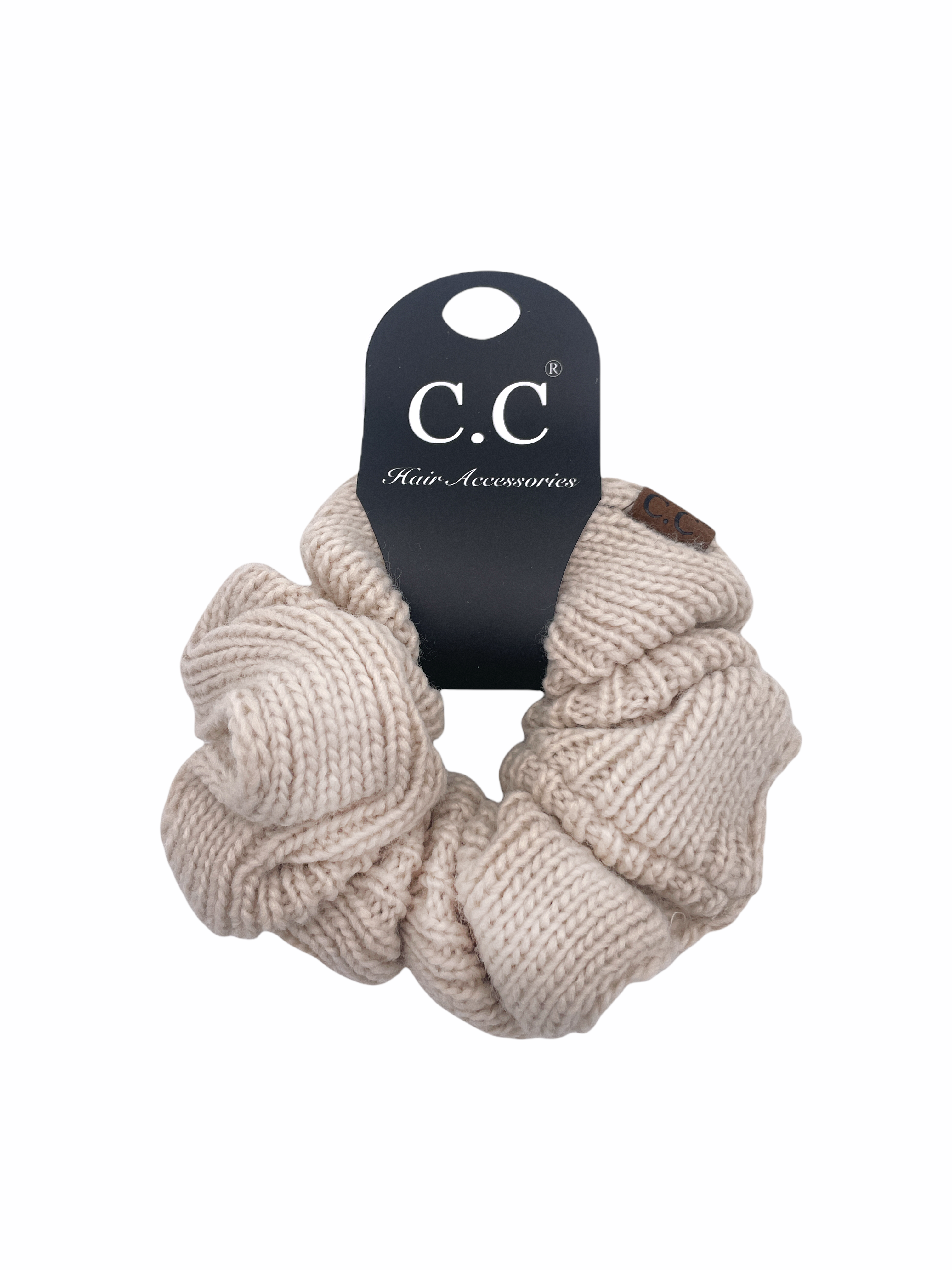 SCR-04 C.C KNIT SCRUNCHIE BEIGE