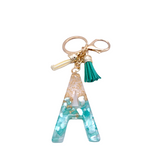 KC-0727 Acrylic Pebble Initial Keychain Mint