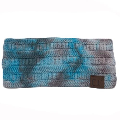 HW-821 White/Turq Tie Dye Headwrap
