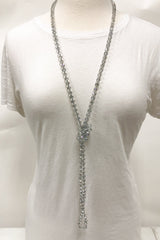 NK-2244 IRI LIGHT GREY 60" hand knotted glass bead necklace