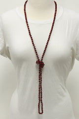 NK-2244 RED 60" hand knotted glass bead necklace