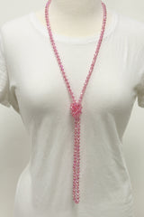 NK-2244 BUBBLEGUM 60" hand knotted glass bead necklace