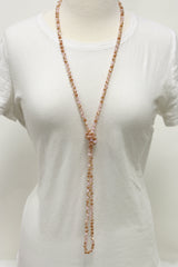 NK-2244 PINK 2-TONE 60" hand knotted glass bead necklace