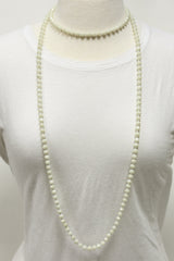 NK-2244 CREAM 60" hand knotted glass bead necklace