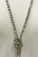 NK-2244 IRI TAUPE 60" hand knotted glass bead necklace
