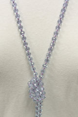 NK-2244 CLEAR LIGHT PUR 60" hand knotted glass bead necklace
