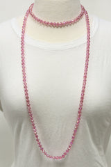 NK-2244 BUBBLEGUM 60" hand knotted glass bead necklace