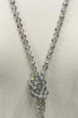 NK-2244 IRI GREY 60" hand knotted glass bead necklace
