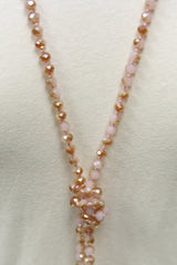 NK-2244 PINK 2-TONE 60" hand knotted glass bead necklace