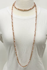NK-2244 PINK 2-TONE 60" hand knotted glass bead necklace