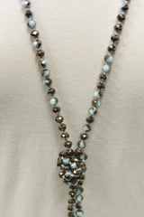NK-2244 BRN BLUE MULTI 60" hand knotted glass bead necklace