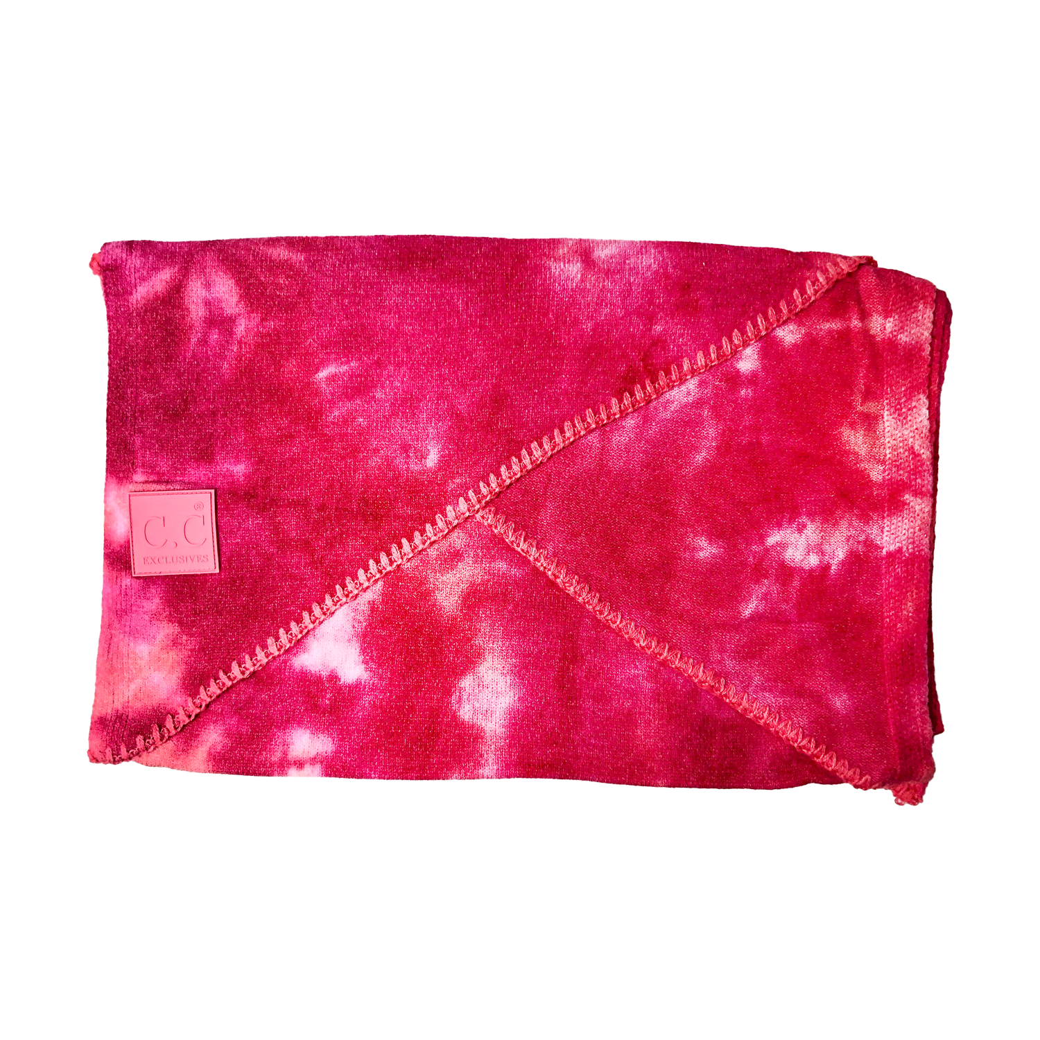 SF-7380 Tie Dye Scarf with C.C Rubber Patch - Fuschia/Pink