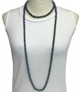 NK-2244 SOLID GREY 60 hand knotted glass bead necklace