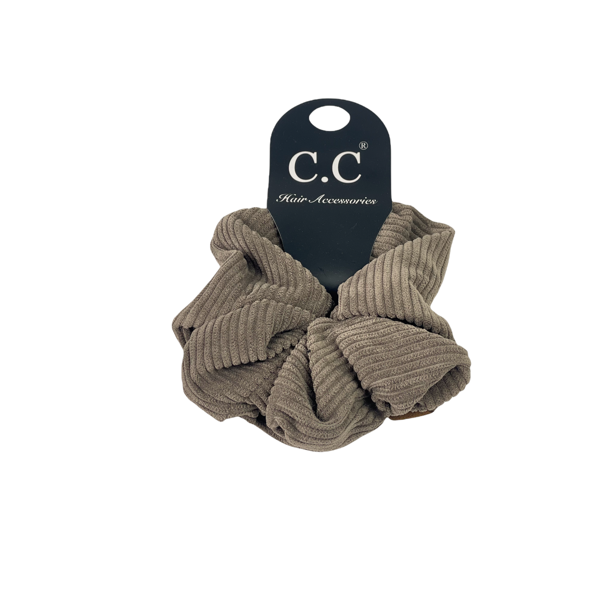 SCR-03 C.C CORDUROY SCRUNCHIE EARTH GREY