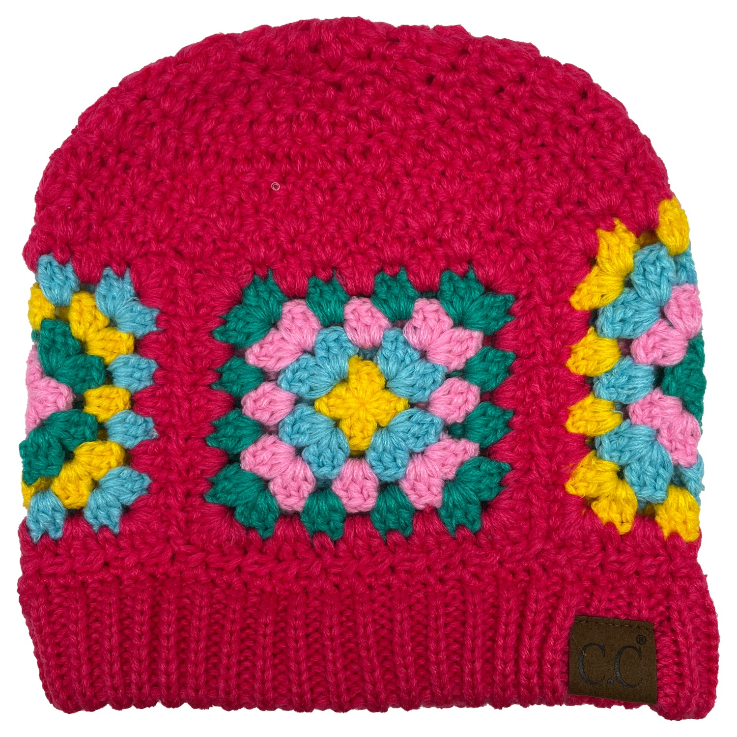 Hat-7393 C.C Hand Crocheted Beanie-Hot Pink