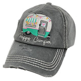 KBV-1276 Happy Camper-Torn Look-Black